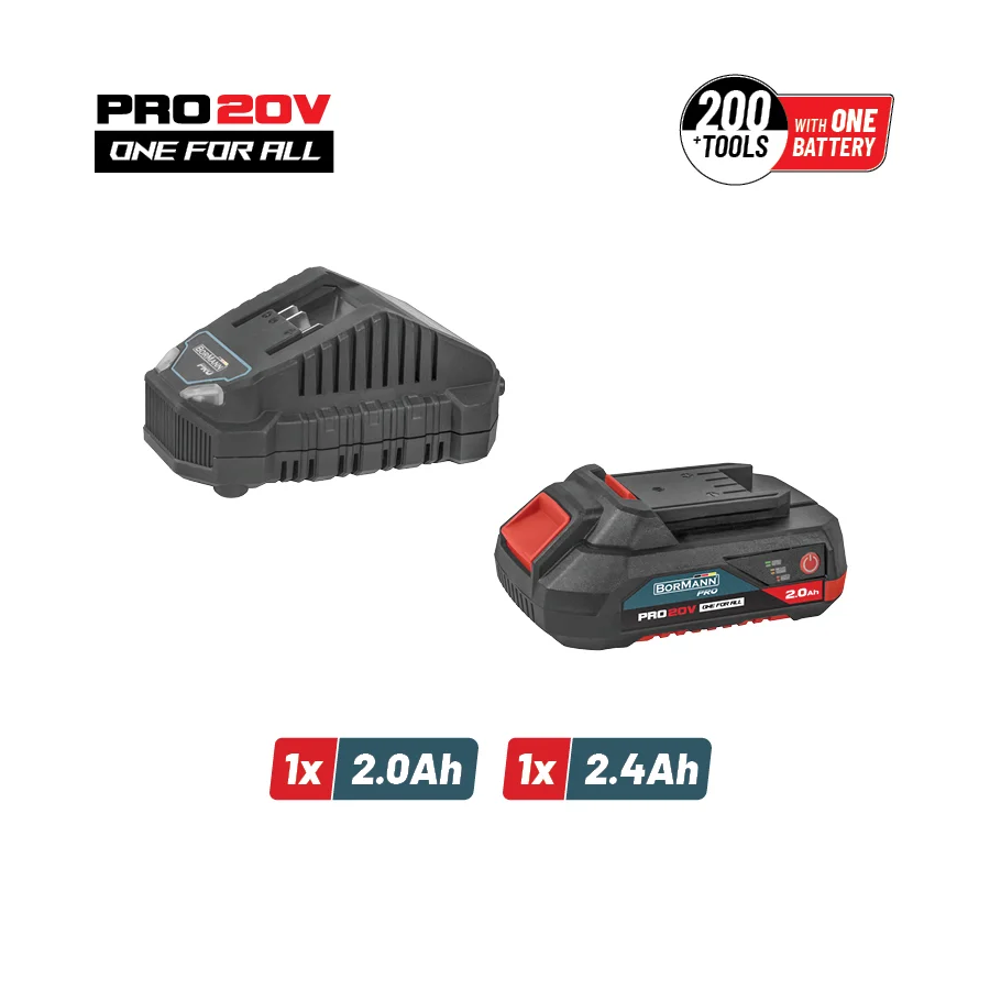 BORMANN CARICABATTERIA 2,4Ah+1BATT 20V 2 Ah BBB9920 082217