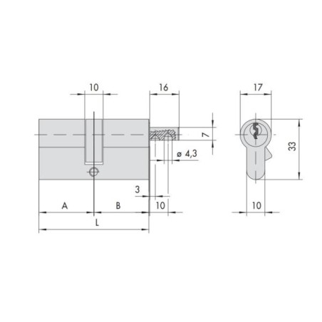 CILINDRO CISA C/G MM.90 60-30 ASTRAL TEKNO
