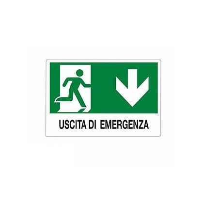 CARTELLO ALL.SICUREZZA 300*200 USCITA EM. IN BASSO