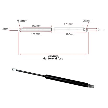 PISTONE A GAS PER CASSETTONI 1000N E071070