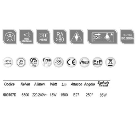 LAMPADA LED GOCCIA 15W E27 6500K 500767D