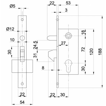 SERRATURA IBFM 447/S GANCIO MM.30