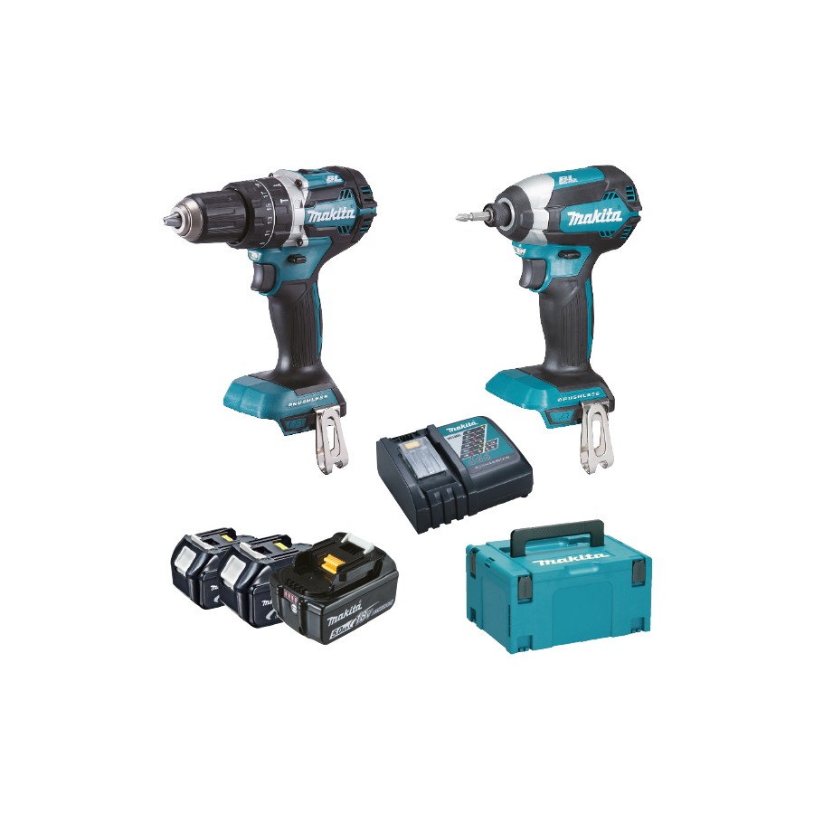 TRAPANO BATT. MAKITA DLX2180TJ1 (DHP484+DTD153+BL1850B*3+DC18RC)