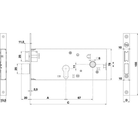 SERRATURA CC 8600070080 SCR+CAT E.70 F.16